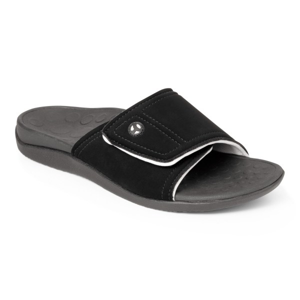 Vionic Sandals Ireland - Kiwi Slide Sandal Black Grey - Mens Shoes Sale | KYIQX-2134